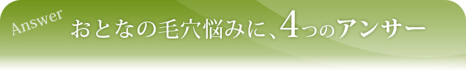 おとなの毛穴悩みに、4つのアンサー